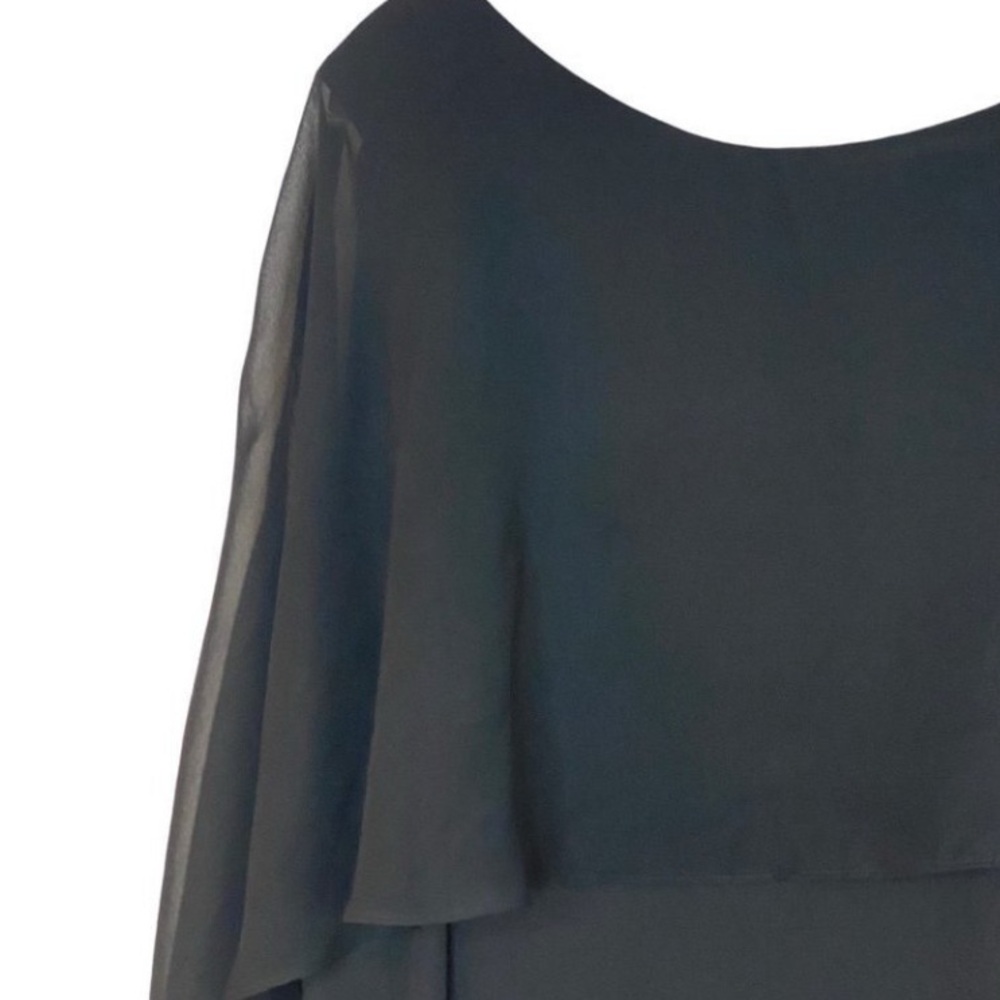 Marc New York Black Cape Overlay Blouse – Sheer Chiffon Wing Sleeve Top XL - Picture 4 of 8